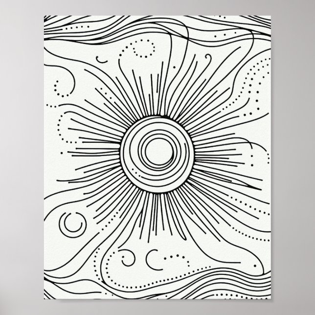Minimalist Abstract Sun Art Poster (Front)