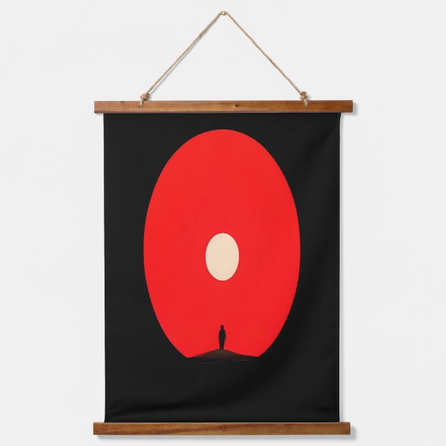Minimalist Abstract Sunset Silhouette Art Hanging Tapestry (Front)