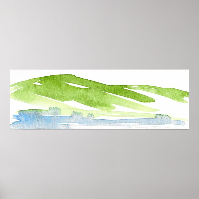 Minimalist Abstract Watercolor Hills 3 Poster (Front)