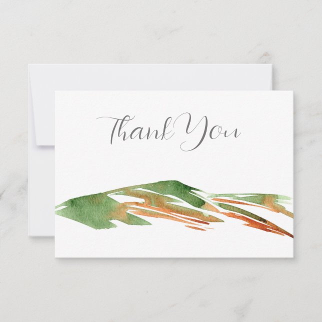 Minimalist Abstract Watercolor Hills  Thank You Card (Front)