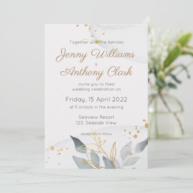 Minimalist Abstract Watercolor Wedding Invitation (Standing Front)