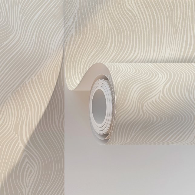 Minimalist Abstract Waves Beige & White Wallpaper (Creator Uploaded)