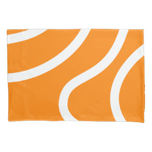 Minimalist Abstract White Lines on Vibrant Orange Pillowcase