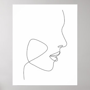 Minimalist Abstract Womans Face Line Art  Poster