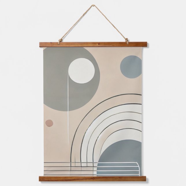Minimalist Abstract Wood Topped Wall Tapestry (Front)