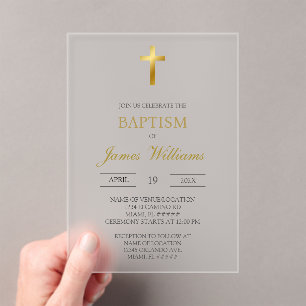 Minimalist acrylic baptism invitations