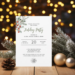 Minimalist Add Your Logo Christmas Branch Business Invitation
