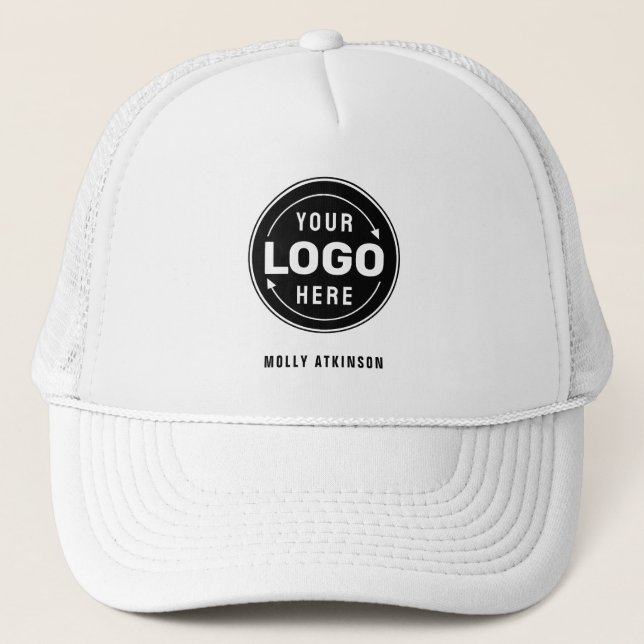 Minimalist Add Your Logo Employee Company Staff Trucker Hat (Front)