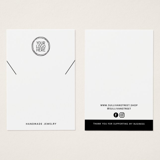 Minimalist Add Your Logo Necklace Display Card (Front & Back)