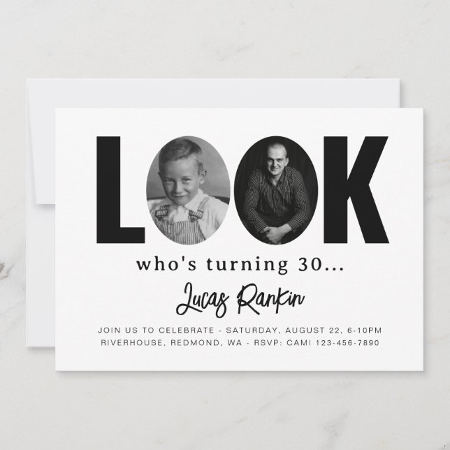 Minimalist Adult Birthday Invitation | Adult Party (Front)