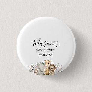 Minimalist Adventure Woodland Animals Baby Shower 3 Cm Round Badge