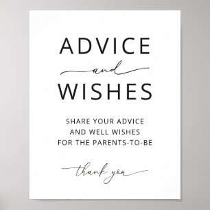 Minimalist Advice and Wishes Party Game Sign