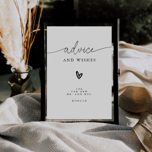 Minimalist Advice and Wishes Wedding Table Sign