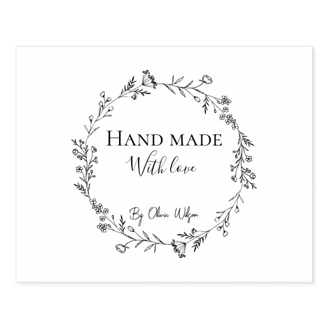 Minimalist Aesthetic Elegant White Logo Hand Made  Rubber Stamp (Imprint)
