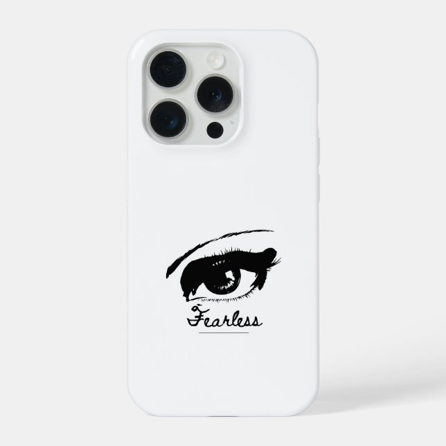 Minimalist Aesthetic Eye Line Art Fearless Quote  iPhone Case (Back)