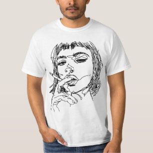 Minimalist Aesthetic Line Art Woman Abstract Artsy T-Shirt