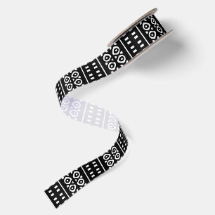 Minimalist African Print Wrapping Paper Satin Ribbon