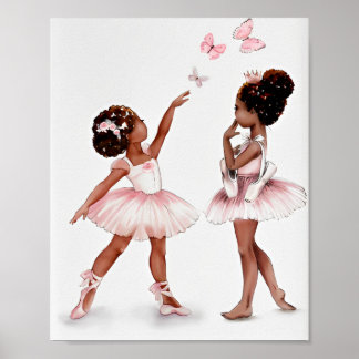 Minimalist afro black ballerina modern illustrate poster