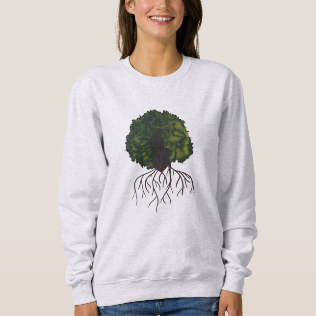 Minimalist Afro Hair Brown Woman Collage Artwork Sweatshirt (Front)