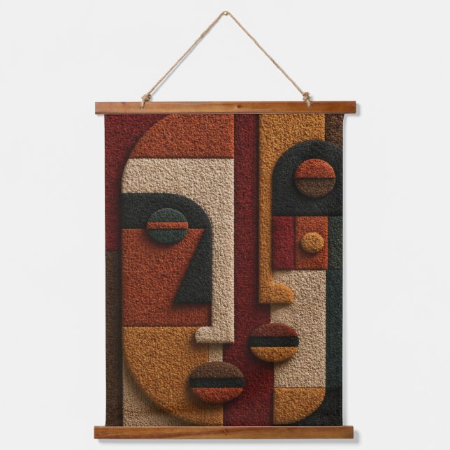 Minimalist Afrocentric Pottery Aesthetic Wall  Hanging Tapestry (Front)