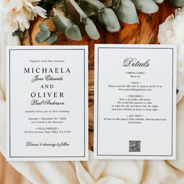 Minimalist All-In-One Elegant Typography Wedding Invitation (Creator Uploaded)