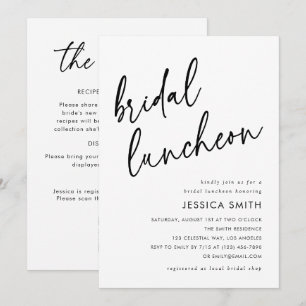 Minimalist All-in-One QR Code Bridal Luncheon Invitation