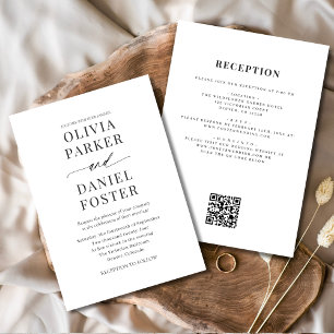 Minimalist All in One QR Code Elegant Wedding Invitation