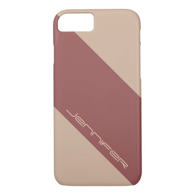 Minimalist Almond Tan and Marsala Red Stripe Case-Mate iPhone Case (Back)
