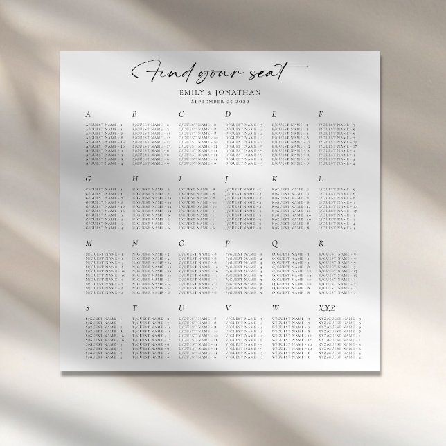 Minimalist Alphabetical Wedding Seating Chart (Creator Uploaded)