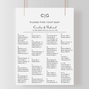 Minimalist Alphabetical Wedding Seating Chart