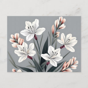 Minimalist Alstroemeria Floral Postcard