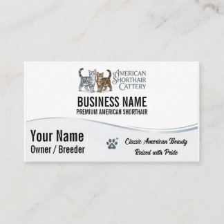Minimalist American Shorthair Cattery Personalised Business Card