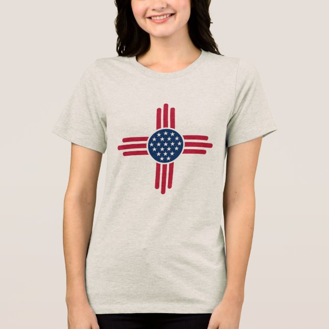 Minimalist American Zia Symbol – Clean Modern USA Tri-Blend Shirt (Front)