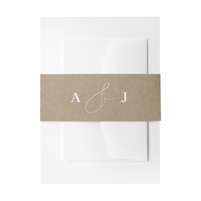 Minimalist Ampersand Monogram Wedding Faux Kraft Invitation Belly Band (Front Example)