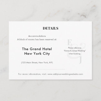 Minimalist Ampersand Wedding | Hotel | QR Code Enclosure Card