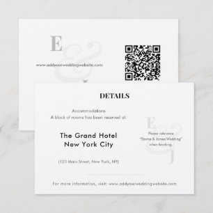 Minimalist Ampersand Wedding Hotel QR Code Enclosure Card