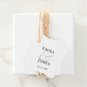 Minimalist Ampersand Wedding   Names & Date Blank Favour Tags