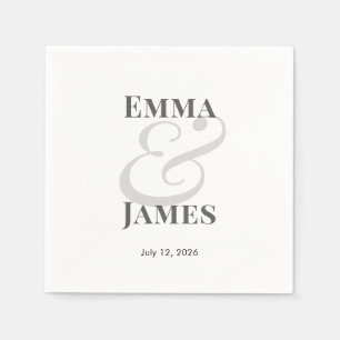 Minimalist Ampersand Wedding   Names Date Cocktail Napkin