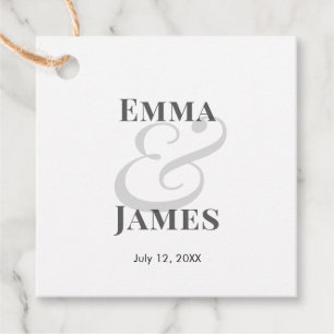 Minimalist Ampersand Wedding Names Thank You Text Favour Tags
