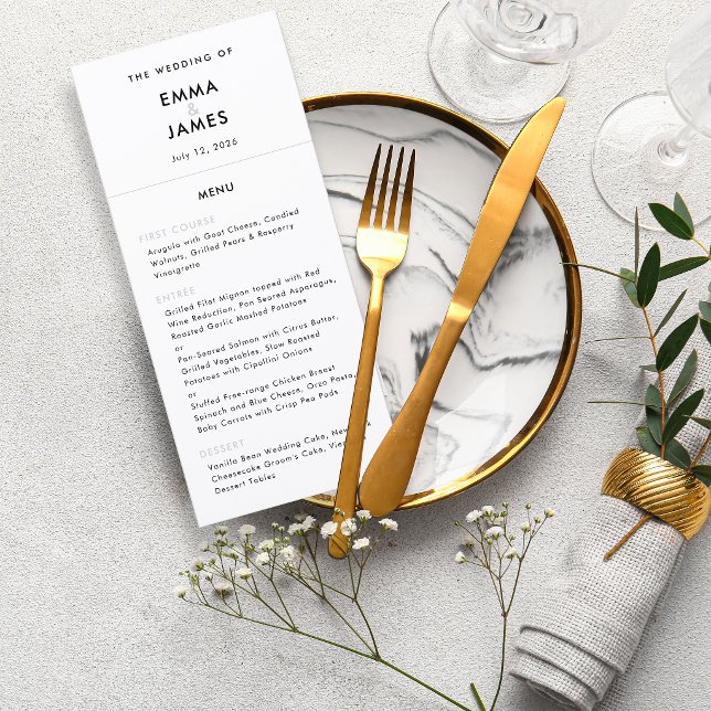 Minimalist Ampersand Wedding | QR Code | Elegant Menu (Personalize each line of minimalist menu with text to match your full reception offerings.)