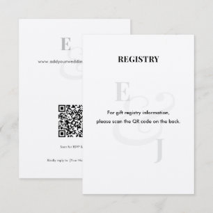 Minimalist Ampersand Wedding   Registry   QR Code Enclosure Card