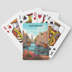 Minimalist Amsterdam Holland Canal View Vintage Playing Cards
