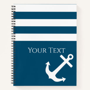 Minimalist Anchor & Stripes Nautical Notebook