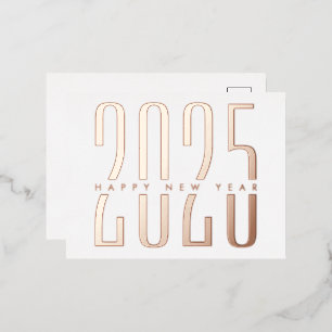 Minimalist and Elegant 2025 Happy New Year Foil Holiday Postcard