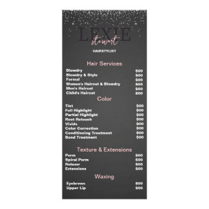 Minimalist and Elegant Hair Stylist Price List Rack Card