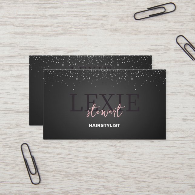 Minimalist and Elegant Hair Stylist Referral Business Card (Front/Back In Situ)