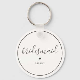 Minimalist and Elegant script bridesmaid Key Ring
