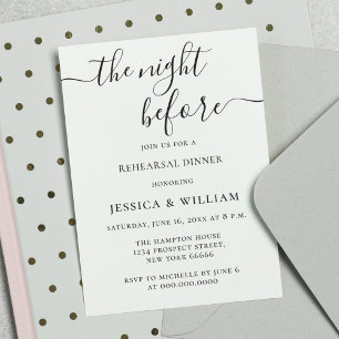 Minimalist And Elegant Script Rehearsal Dinner Invitation