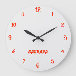 Minimalist and Elegant White and Scarlet Name  Large Clock