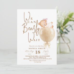 Minimalist and Modern Bear Balloon Baby Shower Invitation